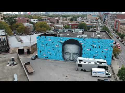 A Giant Mural commemorating the life and art of actor Robin Williams A Giant Mural commemorating the life and art of actor Robin Williams